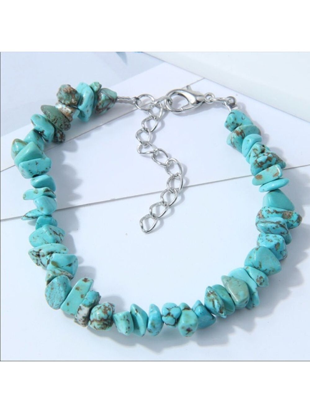 Precious Stone aquamarine colors handmade beaded bracelet NWT